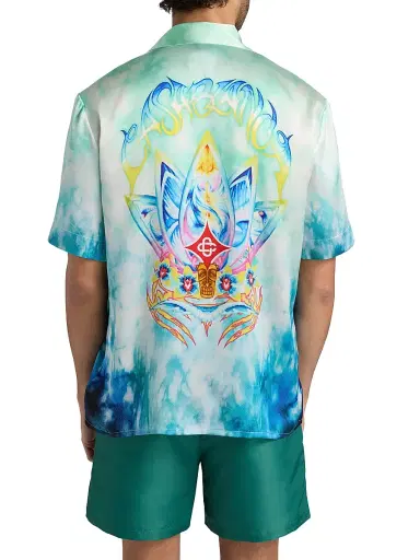 Casablanca Men's Surf Lotus Silk Shirt - Silk Satin | Thumbnail 5 Casablanca Men's Surf Lotus Silk Shirt - Silk Satin | Thumbnail 5