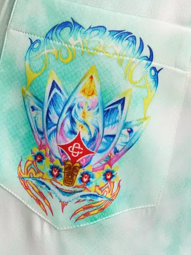 Casablanca Men's Surf Lotus Silk Shirt - Silk Satin | Thumbnail 7 Casablanca Men's Surf Lotus Silk Shirt - Silk Satin | Thumbnail 7