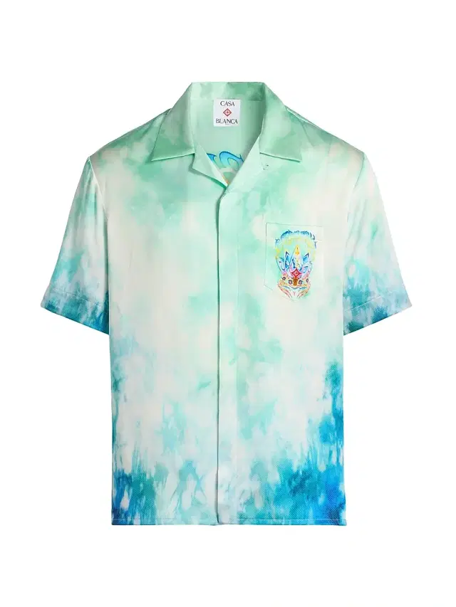 Men's Surf Lotus Silk Shirt - Silk Satin