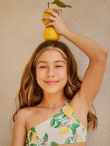 MOLO Little Girl's & Girl's One-Shoulder Lemon-Print 2-Piece Swimsuit | Thumbnail 3