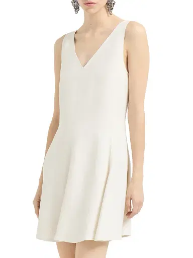 Brunello Cucinelli Women's Viscose and Linen Fluid Twill Mini Dress - Ivory - Size XXXL | Thumbnail 2