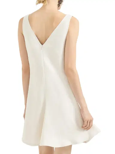 Brunello Cucinelli Women's Viscose and Linen Fluid Twill Mini Dress - Ivory - Size XXXL | Thumbnail 3