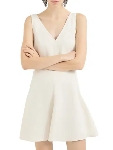 Brunello Cucinelli Women's Viscose and Linen Fluid Twill Mini Dress - Ivory - Size XXXL | Thumbnail 5