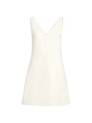 Brunello Cucinelli Women's Viscose and Linen Fluid Twill Mini Dress - Ivory - Size XXXL | Thumbnail 1