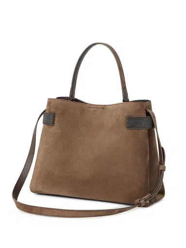 Brunello Cucinelli Women's Essence Top Handle Bag in Suede with Precious Bands | Thumbnail 3 Brunello Cucinelli Women's Essence Top Handle Bag in Suede with Precious Bands | Thumbnail 3