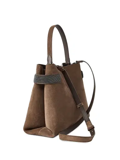 Brunello Cucinelli Women's Essence Top Handle Bag in Suede with Precious Bands | Thumbnail 4 Brunello Cucinelli Women's Essence Top Handle Bag in Suede with Precious Bands | Thumbnail 4