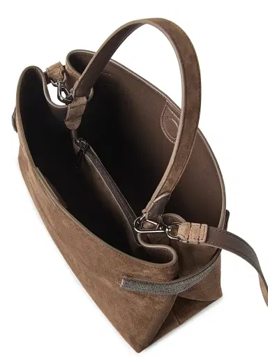 Brunello Cucinelli Women's Essence Top Handle Bag in Suede with Precious Bands | Thumbnail 5 Brunello Cucinelli Women's Essence Top Handle Bag in Suede with Precious Bands | Thumbnail 5