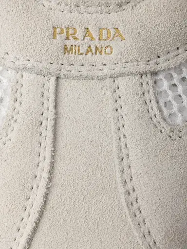 Prada Women's Montecarlo Re-Edition 2005 Suede and Mesh Sneakers - Beige Khaki | Thumbnail 14 Prada Women's Montecarlo Re-Edition 2005 Suede and Mesh Sneakers - Beige Khaki | Thumbnail 14