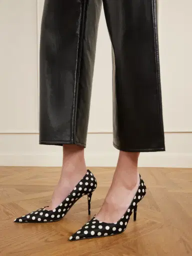Amina Muaddi Barbara Polka-dot Satin Pumps | Thumbnail 2