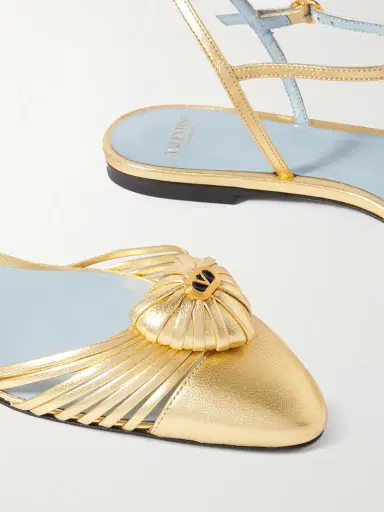 Valentino Garavani Royal Vlogo Embellished Metallic Leather Slingback Flats | Thumbnail 4 Valentino Garavani Royal Vlogo Embellished Metallic Leather Slingback Flats | Thumbnail 4