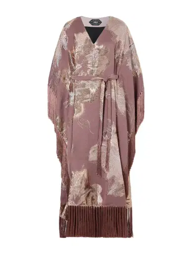 Taller Marmo Dawn Royale Belted Fringed Embellished Crepe Kaftan | Thumbnail 1