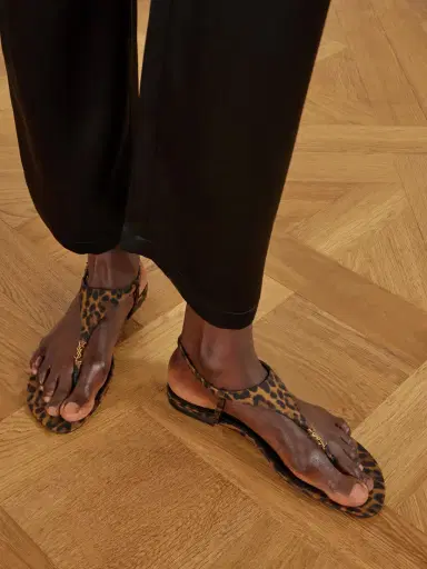 Saint Laurent Cassandra Logo-embellished Leopard-print Canvas Sandals | Thumbnail 2 Saint Laurent Cassandra Logo-embellished Leopard-print Canvas Sandals | Thumbnail 2