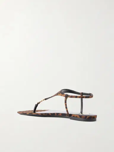 Saint Laurent Cassandra Logo-embellished Leopard-print Canvas Sandals | Thumbnail 3 Saint Laurent Cassandra Logo-embellished Leopard-print Canvas Sandals | Thumbnail 3