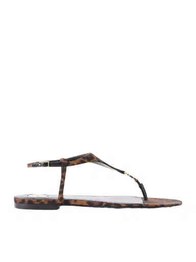 Saint Laurent Cassandra Logo-embellished Leopard-print Canvas Sandals | Thumbnail 1 Saint Laurent Cassandra Logo-embellished Leopard-print Canvas Sandals | Thumbnail 1