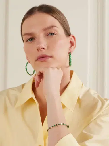 Suzanne Kalan 18-karat Gold Emerald And Diamond Bracelet | Thumbnail 3 Suzanne Kalan 18-karat Gold Emerald And Diamond Bracelet | Thumbnail 3