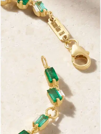 Suzanne Kalan 18-karat Gold Emerald And Diamond Bracelet | Thumbnail 4 Suzanne Kalan 18-karat Gold Emerald And Diamond Bracelet | Thumbnail 4