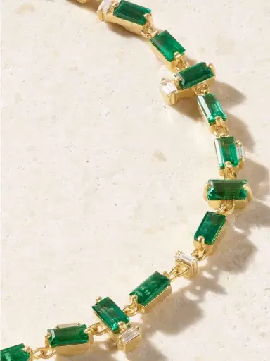 Suzanne Kalan 18-karat Gold Emerald And Diamond Bracelet | Thumbnail 5 Suzanne Kalan 18-karat Gold Emerald And Diamond Bracelet | Thumbnail 5
