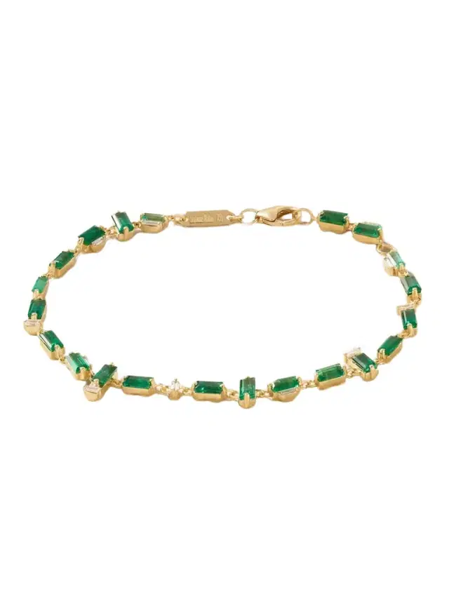 Suzanne Kalan 18-karat Gold Emerald And Diamond Bracelet