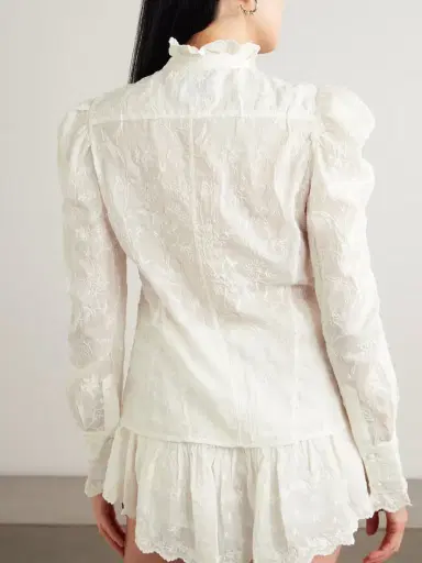 Isabel Marant Zorica Ruffled Embroidered Cotton And Silk-blend Voile Blouse | Thumbnail 4 Isabel Marant Zorica Ruffled Embroidered Cotton And Silk-blend Voile Blouse | Thumbnail 4