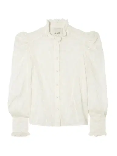 Isabel Marant Zorica Ruffled Embroidered Cotton And Silk-blend Voile Blouse | Thumbnail 1 Isabel Marant Zorica Ruffled Embroidered Cotton And Silk-blend Voile Blouse | Thumbnail 1