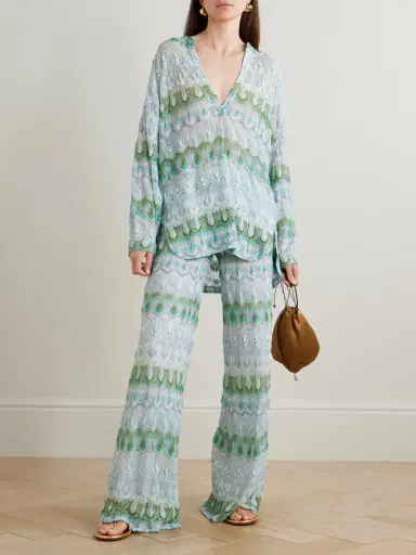 Missoni Striped Metallic Crochet-knit Straight-leg Pants | Thumbnail 2