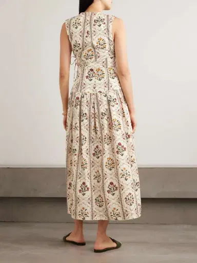 Agua by Agua Bendita Otoño Andes Embellished Cutout Pleated Printed Cotton Midi Dress | Thumbnail 3 Agua by Agua Bendita Otoño Andes Embellished Cutout Pleated Printed Cotton Midi Dress | Thumbnail 3