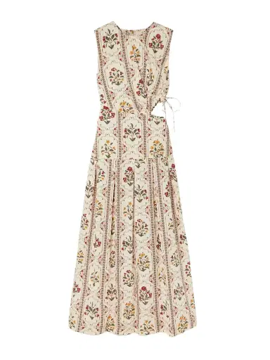 Agua by Agua Bendita Otoño Andes Embellished Cutout Pleated Printed Cotton Midi Dress | Thumbnail 1 Agua by Agua Bendita Otoño Andes Embellished Cutout Pleated Printed Cotton Midi Dress | Thumbnail 1