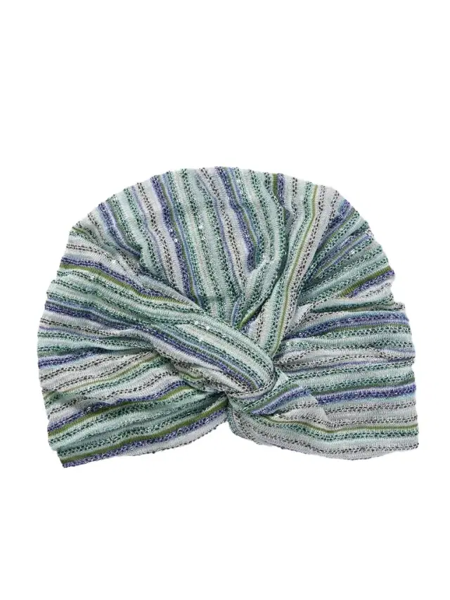 Sequin-embellished Metallic Crochet-knit Turban