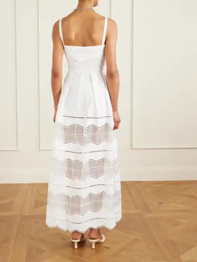 Elie Saab Organza-trimmed Embroidered Cotton-blend Poplin Midi Dress | Thumbnail 3 Elie Saab Organza-trimmed Embroidered Cotton-blend Poplin Midi Dress | Thumbnail 3