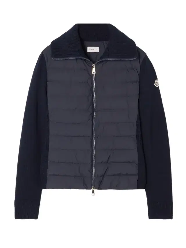 Wool And Padded Quilted Shell Down Cardigan