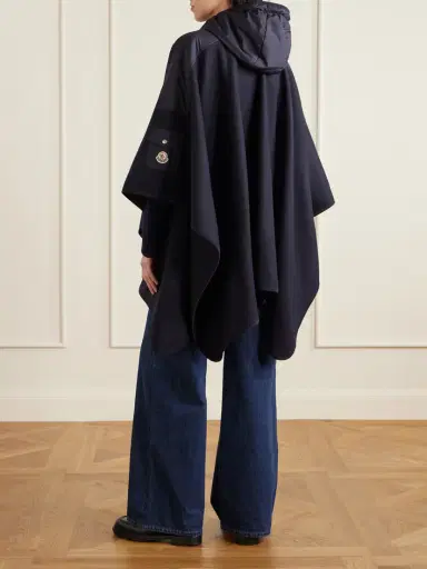 Moncler Hooded Appliquéd Shell-trimmed Wool-blend Cape | Thumbnail 4 Moncler Hooded Appliquéd Shell-trimmed Wool-blend Cape | Thumbnail 4