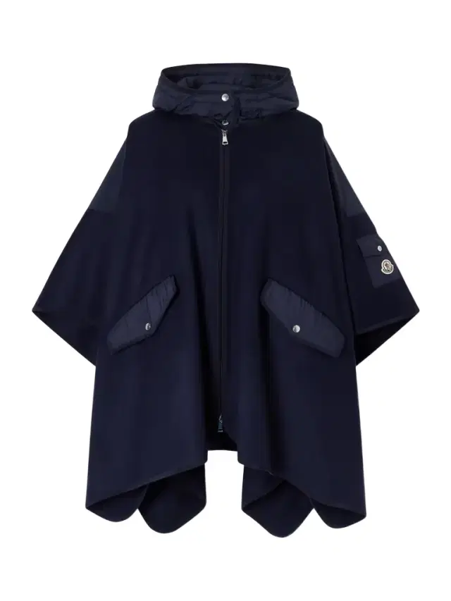 Moncler Hooded Appliquéd Shell-trimmed Wool-blend Cape