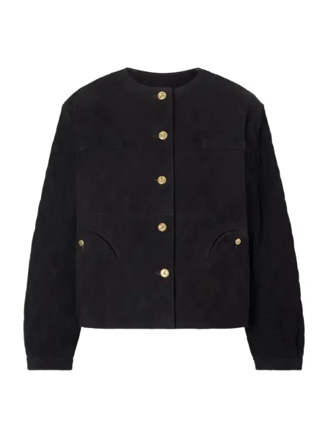 Gliss Cropped Quilted Suede Jacket