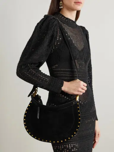 Isabel Marant Oskan Soft Leather-trimmed Studded Suede Shoulder Bag | Thumbnail 2 Isabel Marant Oskan Soft Leather-trimmed Studded Suede Shoulder Bag | Thumbnail 2