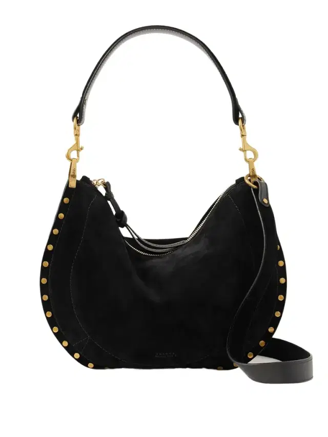 Oskan Soft Leather-trimmed Studded Suede Shoulder Bag