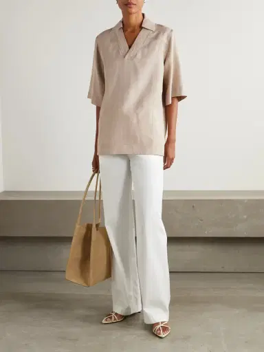 Loulou de Saison Woven Polo Shirt | Thumbnail 2