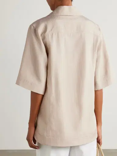 Loulou de Saison Woven Polo Shirt | Thumbnail 3