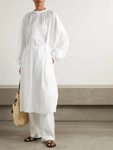 Loulou de Saison Vitti Oversized Belted Cotton-poplin Midi Dress | Thumbnail 2 Loulou de Saison Vitti Oversized Belted Cotton-poplin Midi Dress | Thumbnail 2