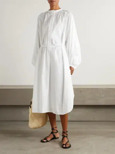 Loulou de Saison Vitti Oversized Belted Cotton-poplin Midi Dress | Thumbnail 3 Loulou de Saison Vitti Oversized Belted Cotton-poplin Midi Dress | Thumbnail 3