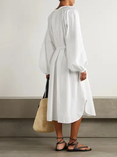 Loulou de Saison Vitti Oversized Belted Cotton-poplin Midi Dress | Thumbnail 4 Loulou de Saison Vitti Oversized Belted Cotton-poplin Midi Dress | Thumbnail 4
