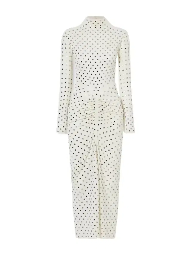 Alaïa Gathered Crystal-embellished Jersey Midi Dress