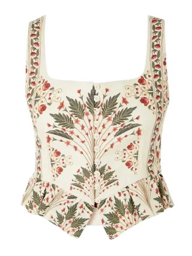Eslabon Andes Ruffled Printed Linen Top