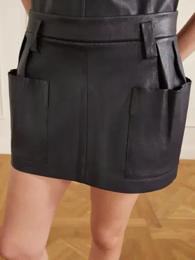 STOULS Anastasia Pleated Leather Mini Skirt | Thumbnail 4 STOULS Anastasia Pleated Leather Mini Skirt | Thumbnail 4