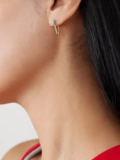 Loren Stewart Mini 14-karat Gold, Turquoise And Diamond Single Earring | Thumbnail 2 Loren Stewart Mini 14-karat Gold, Turquoise And Diamond Single Earring | Thumbnail 2