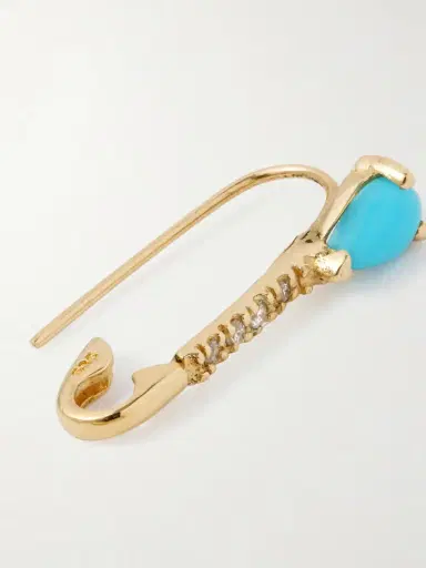 Loren Stewart Mini 14-karat Gold, Turquoise And Diamond Single Earring | Thumbnail 3 Loren Stewart Mini 14-karat Gold, Turquoise And Diamond Single Earring | Thumbnail 3