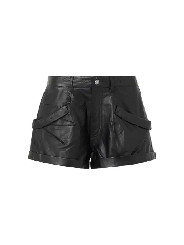 Gathered Leather Shorts