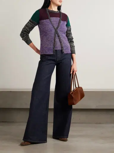 Valentino Garavani Color-block Metallic Ribbed Wool-blend Sweater | Thumbnail 2 Valentino Garavani Color-block Metallic Ribbed Wool-blend Sweater | Thumbnail 2