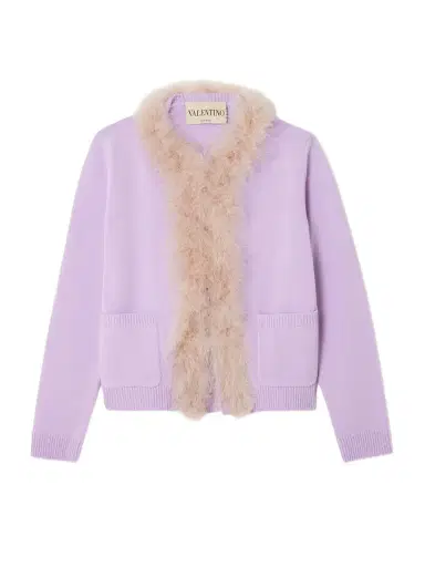 Valentino Garavani Feather-trimmed Wool Cardigan | Thumbnail 1