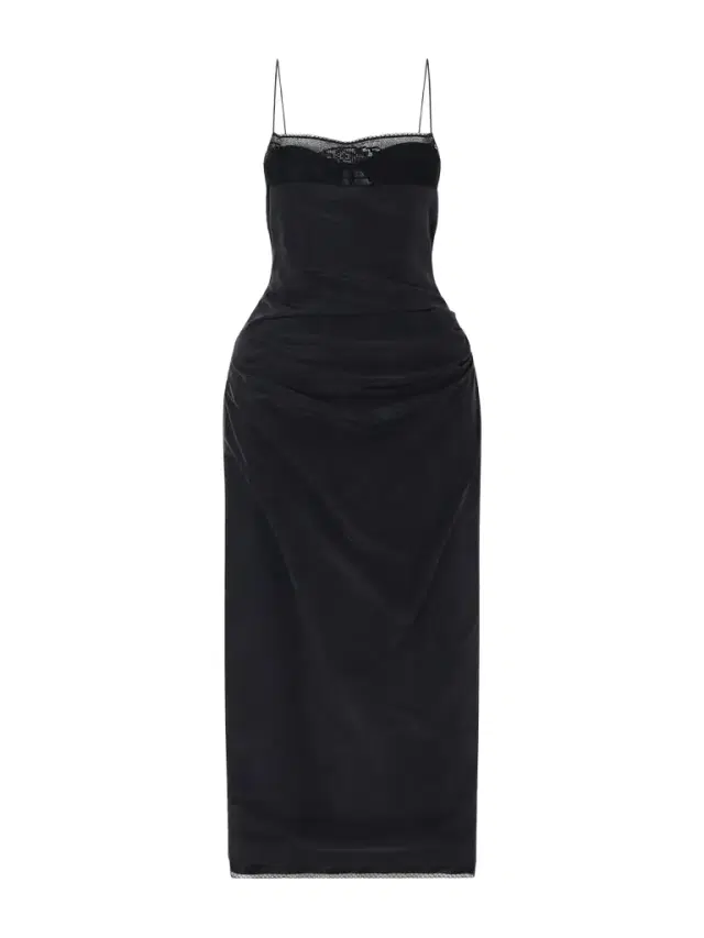 Draped Lace-trimmed Silk-satin Midi Dress