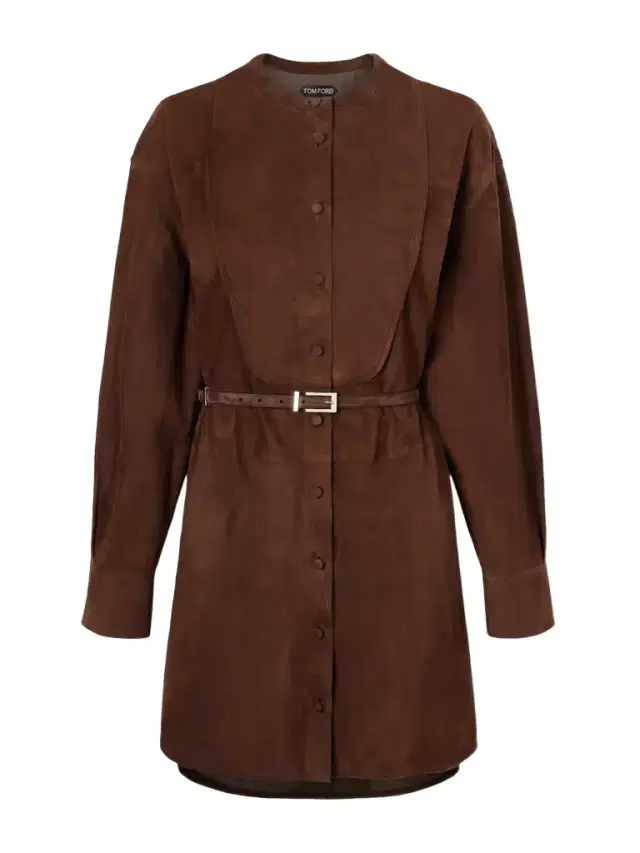 Belted Suede Mini Shirt Dress